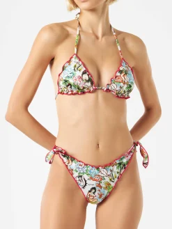 Damen-Triangel-Bikini mit Tattoo-Print