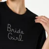 Damen-T-Shirt aus Baumwolle mit „Bride Girl“-Strassstickerei