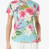 Damen-T-Shirt aus Baumwolle mit Ibiskus-Print