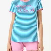 Damen-T-Shirt aus Baumwolle mit Bonjour St. Barth-Stickerei