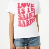 Damen-T-Shirt aus Baumwolle mit dem Schriftzug „Love is in Saint Barth“.