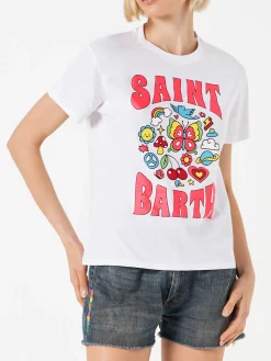 Damen-T-Shirt aus Baumwolle mit Saint-Barth-Aufdruck