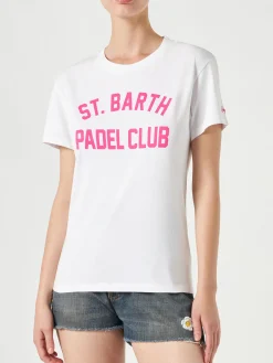 Damen-T-Shirt aus Baumwolle mit Aufdruck St. Barth Padel Club