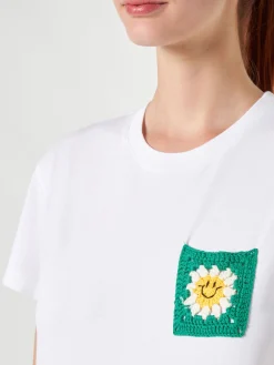 Damen-T-Shirt aus Baumwolle mit Tasche
