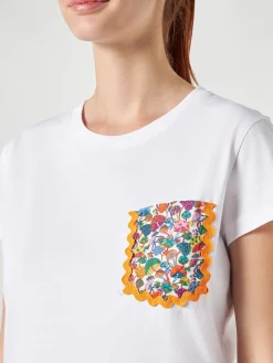 Damen-T-Shirt aus Baumwolle mit Tasche