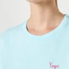 Damen-T-Shirt aus Baumwolle mit gesticktem „Yoga Addicted“-Schriftzug