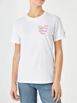 Damen-T-Shirt aus Baumwolle mit Stickerei