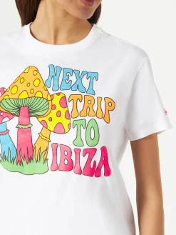 Damen-T-Shirt aus Baumwolle mit Pilz-Print