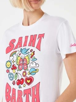 Damen-T-Shirt aus Baumwolle mit Saint-Barth-Aufdruck