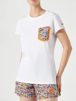 Damen-T-Shirt aus Baumwolle mit Tasche