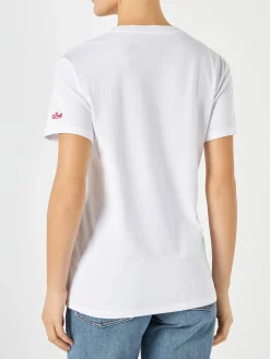 Damen-T-Shirt aus Baumwolle mit Stickerei