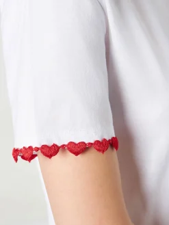 Damen-T-Shirt aus Baumwolle mit aufgesticktem Herz