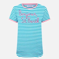 Damen-T-Shirt aus Baumwolle mit Bonjour St. Barth-Stickerei