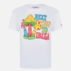 Damen-T-Shirt aus Baumwolle mit Pilz-Print