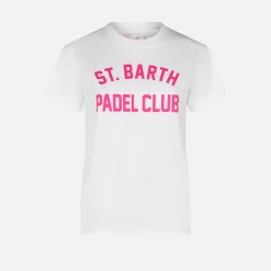 Damen-T-Shirt aus Baumwolle mit Aufdruck St. Barth Padel Club