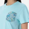 Damen-T-Shirt aus Baumwolljersey mit Rundhalsausschnitt, Emilie Joanna Luise, aufgesetzte Tasche | HERGESTELLT AUS LIBERTY-STOFF