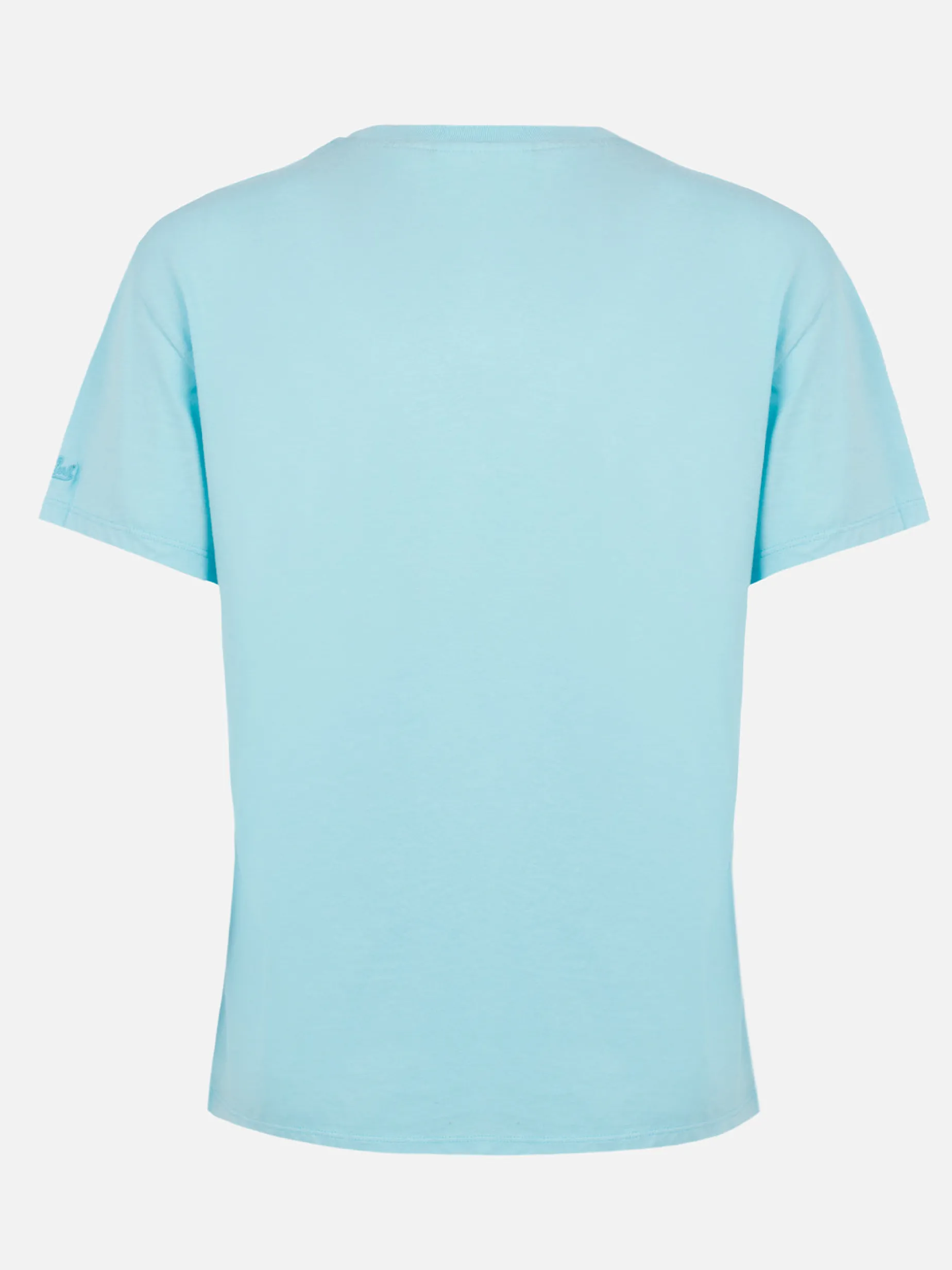 Damen-T-Shirt aus Baumwolljersey mit Rundhalsausschnitt, Emilie Joanna Luise, aufgesetzte Tasche | HERGESTELLT AUS LIBERTY-STOFF