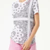 Damen-T-Shirt aus Leinen mit Bandana-Print