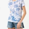 Damen-T-Shirt aus Leinen mit Toile-de-Jouy-Print