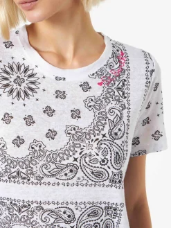 Damen-T-Shirt aus Leinen mit Bandana-Print