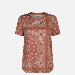 Damen-T-Shirt aus Leinen mit Bandana-Print