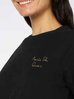 Damen-T-Shirt aus schwerer Baumwolle mit Aprés-Ski-Queen-Stickerei