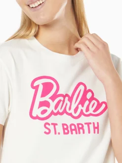 Damen-T-Shirt aus schwerer Baumwolle mit Barbie St. Barth-Aufdruck | BARBIE-SONDEREDITION
