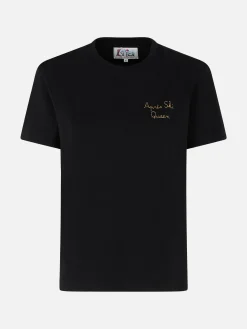 Damen-T-Shirt aus schwerer Baumwolle mit Aprés-Ski-Queen-Stickerei