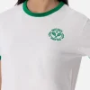 Damen-T-Shirt Emilie aus Baumwolljersey mit Rundhalsausschnitt und Frottee-Details