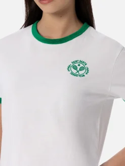 Damen-T-Shirt Emilie aus Baumwolljersey mit Rundhalsausschnitt und Frottee-Details