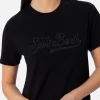 Damen-T-Shirt Emilie aus Baumwolljersey mit Rundhalsausschnitt und Saint-Barth-Strassstickerei