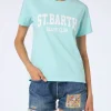 Damen-T-Shirt Emilie aus Baumwolljersey mit Rundhalsausschnitt und St. Barth Beach Club-Print