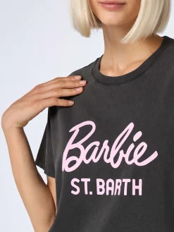 Damen-T-Shirt Emilie aus Baumwolljersey mit Rundhalsausschnitt und Barbie St. Barth-Aufdruck | BARBIE SPECIAL EDITION