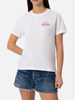 Damen-T-Shirt Emilie aus Baumwolljersey mit Rundhalsausschnitt und Stickerei „Misstufo Facilmente“ | INSULTI LUMINOSI SPECIAL EDITION