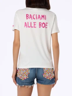 Damen-T-Shirt Emilie aus Baumwolljersey mit Rundhalsausschnitt und Baciami alle Boe-Aufdruck | ALLE BOE SPECIAL EDITION