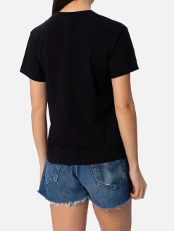Damen-T-Shirt Emilie aus Baumwolljersey mit Rundhalsausschnitt und Saint-Barth-Strassstickerei