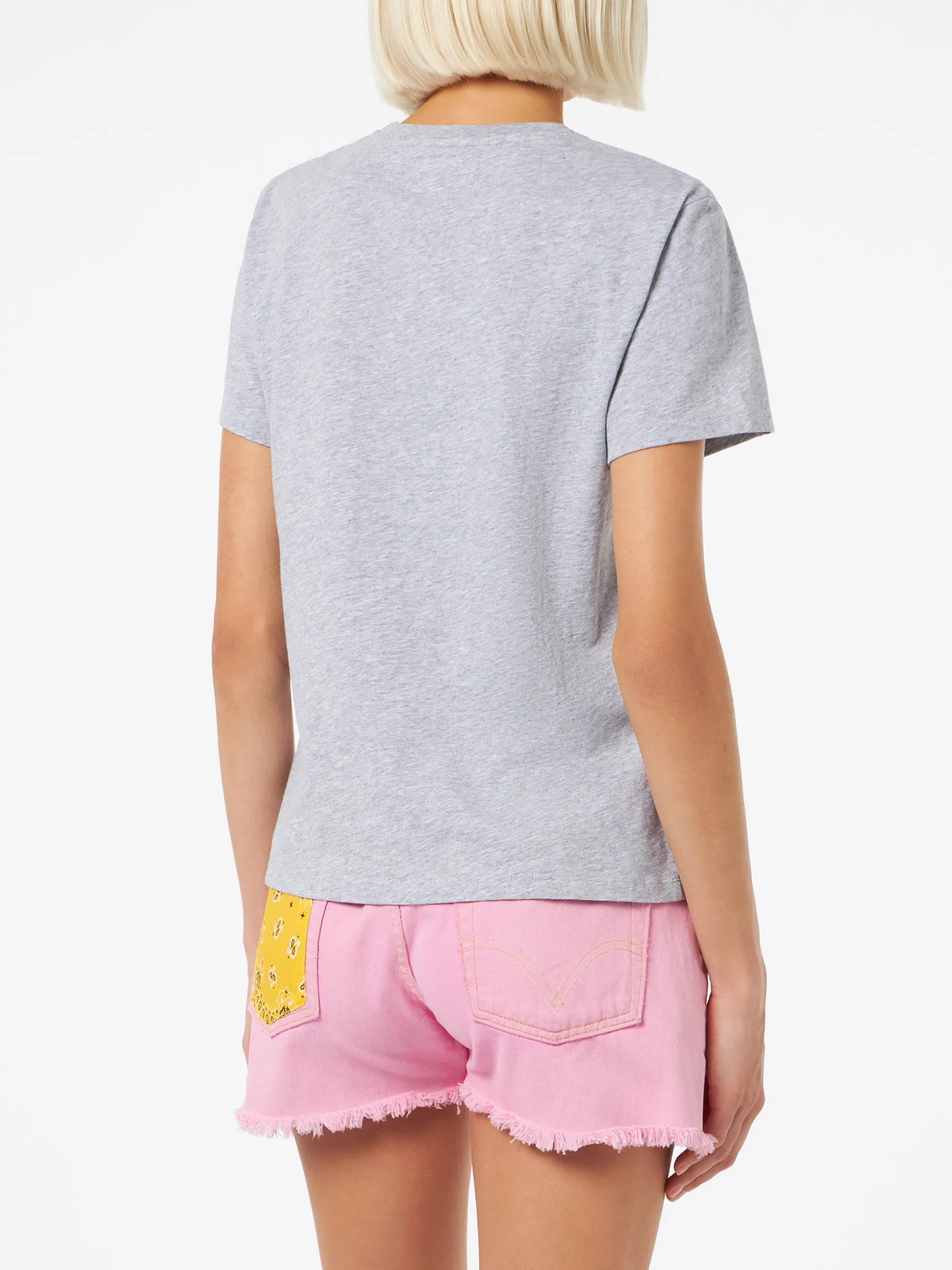 Damen-T-Shirt Emilie aus Baumwolljersey mit Rundhalsausschnitt und Saint Barth Beach Club-Aufdruck