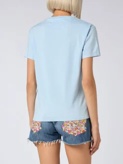 Damen-T-Shirt Emilie aus Baumwolljersey mit Rundhalsausschnitt und St. Barth Beach Club-Print