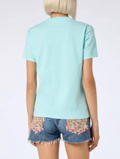 Damen-T-Shirt Emilie aus Baumwolljersey mit Rundhalsausschnitt und St. Barth Beach Club-Print
