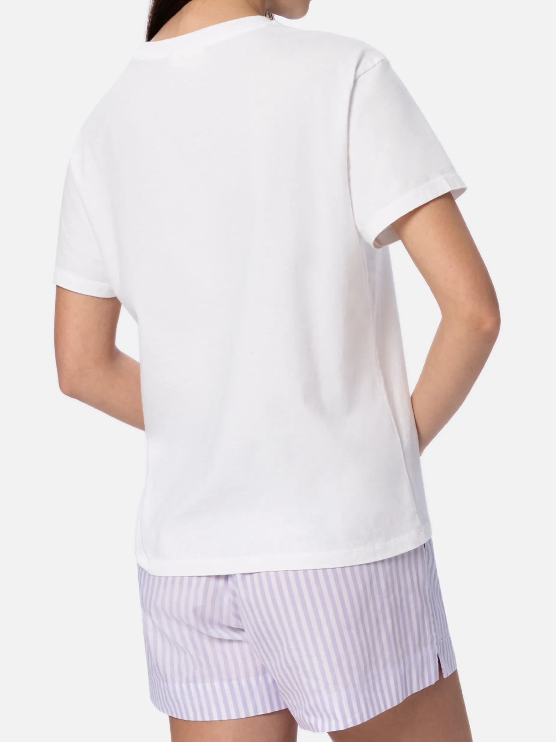 Damen-T-Shirt Emilie aus Baumwolljersey mit Rundhalsausschnitt und „Save water, Drink spritz“-Stickerei