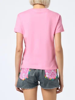 Damen-T-Shirt Emilie aus Baumwolljersey mit Rundhalsausschnitt und „Stressed but Well Dressed“-Stickerei