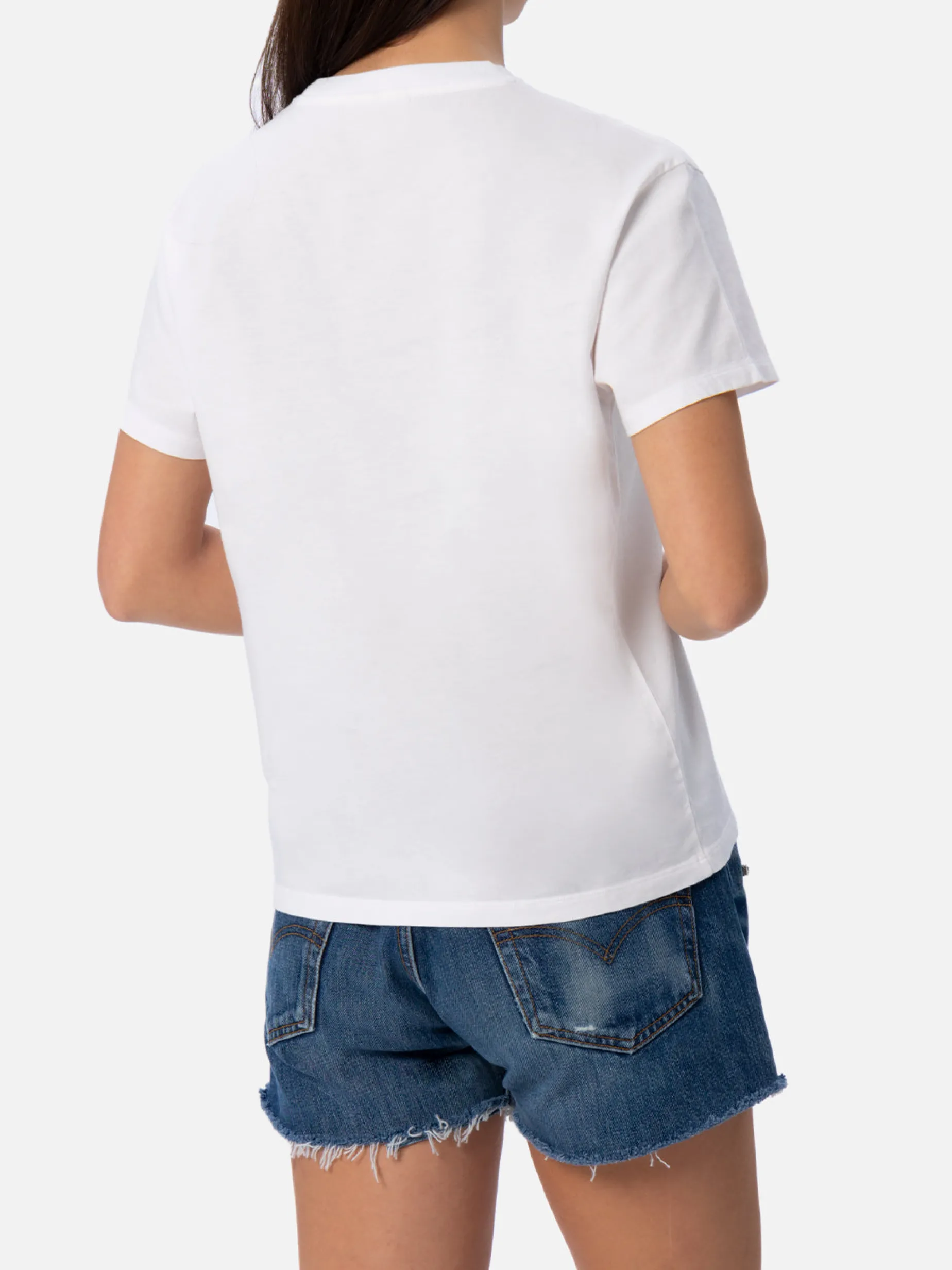 Damen-T-Shirt Emilie aus Baumwolljersey mit Rundhalsausschnitt und Stickerei „Misstufo Facilmente“ | INSULTI LUMINOSI SPECIAL EDITION