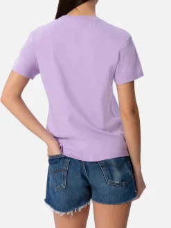 Damen-T-Shirt Emilie aus Baumwolljersey mit Rundhalsausschnitt und „Save water drink Spritz“-Stickerei