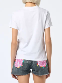Damen-T-Shirt Emilie aus Baumwolljersey mit Rundhalsausschnitt und Stai-Calma-Stickerei