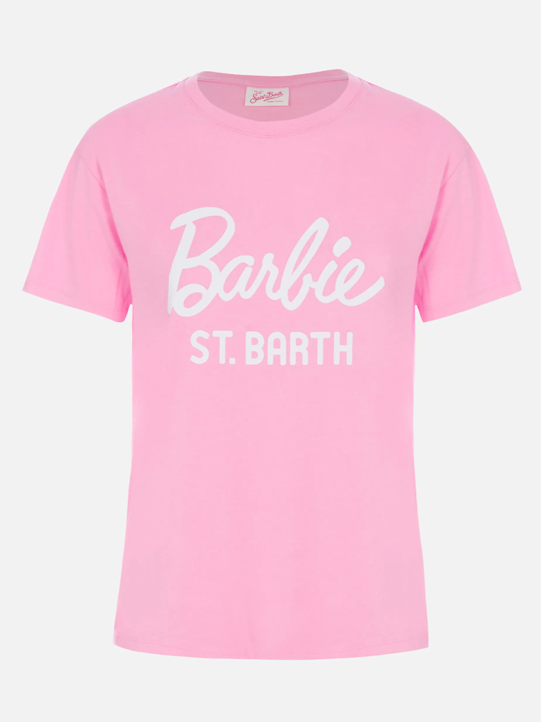 Damen-T-Shirt Emilie aus Baumwolljersey mit Rundhalsausschnitt und Barbie St. Barth-Aufdruck | BARBIE SPECIAL EDITION