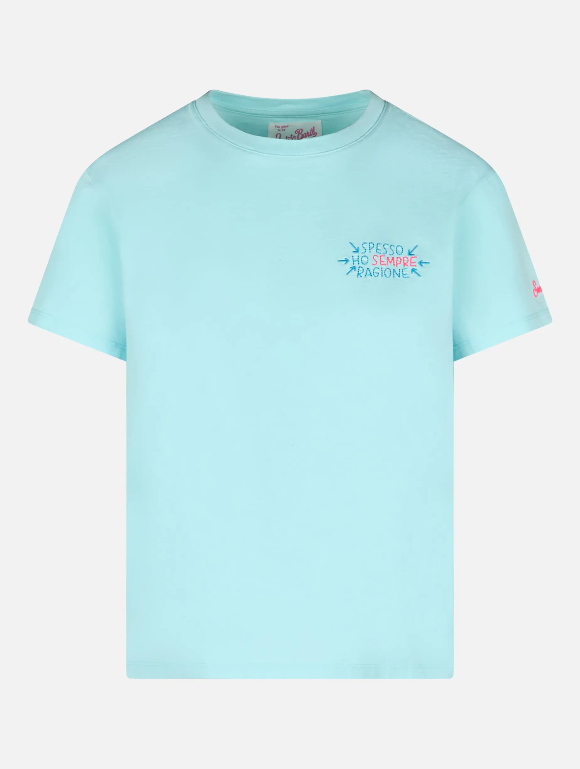 Damen-T-Shirt Emilie aus Baumwolljersey mit Rundhalsausschnitt und Spesso ho Sempre Ragione-Stickerei | INSULTI LUMINOSI SONDEREDITION