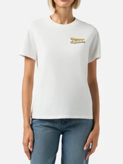 Damen-T-Shirt Emilie aus schwerer Baumwolle mit Vacanze di Natale-Aufdruck | VACANZE DI NATALE SONDERAUSGABE