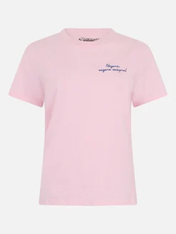 Damen-T-Shirt Emilie aus schwerer Baumwolle in Rosa mit „Vacanze negare“-Stickerei | VACANZE DI NATALE SONDERAUSGABE