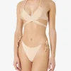 Damen-Wickel-Triangel-Bikini in glänzendem Beige
