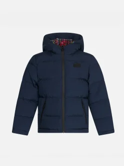 Daunenjacke für Kinder mit Kapuze und Tartan-Futter